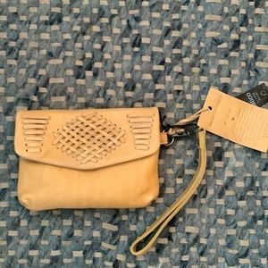 NEW -Small Tan Leather Wristlet by Latico